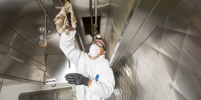 industrial cleaning wearing ppe